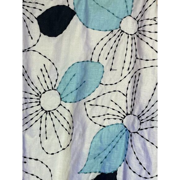 LOFT 6P Linen Embroidered Skirt - Picture 3 of 10